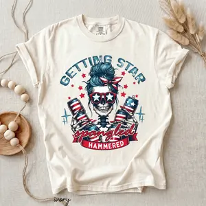 Vintage USA Skull Graphic Tee Retro America Redneck 4th of July Skull Tshirts Merica Skull Patriotic Tees Born Free Skeleton Rocker Tops USA Merica Skeleton T-Shirts Mullet USA Skull Tee jun3