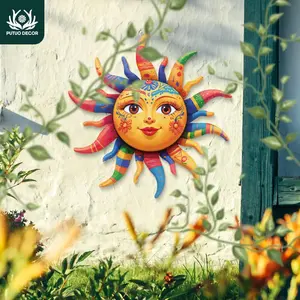 Sunflower Design Wall Art, 2D Flat Sun Shaped Metal Sign, Outdoor Garden Wall Art Decor for Home Farmhouse Living Room Yard Flower Garden Backyard, Posters