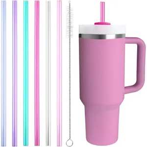 Replacement Straw Compatible with Stanley Quencher 40 oz,30 oz Tumbler, 12 inch Extra Long Reusable Straws Plastic For 40 Oz Cup,Multicolor 14-6 Pack