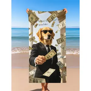 Customizable Lightweight Resistant Beach Towel - "Happy Holidays, Dog Dad" Text Included; Contact Customer Service for Personalization for Him