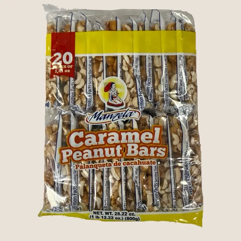 Manzela Caramel Peanut Bars, 20-Piece Pack