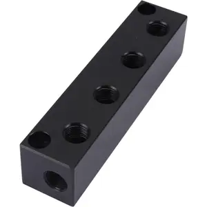 Air Manifold 1/4 NPT, Air Compressor Manifold, Air Hose Inline Manifold Block Splitter, Pneumatic Manifold Air Distribution Block, NPT 1/4 Inch Port (4 Way 6 Port)