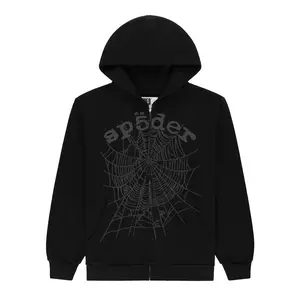 Sp5der OG Web V2 Phantom Zip Up Hoodie Black - Menswear Unisex Original Sweatshirts Pullover Long Sleeve Casual Brand New Authentic Original