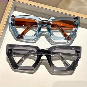 3 Pcs Y2K Oversized Leopard Print Blue Light Glasses Clear Lens Fashion Eyewear Casual Daily Wear Decorative Computer Glasses