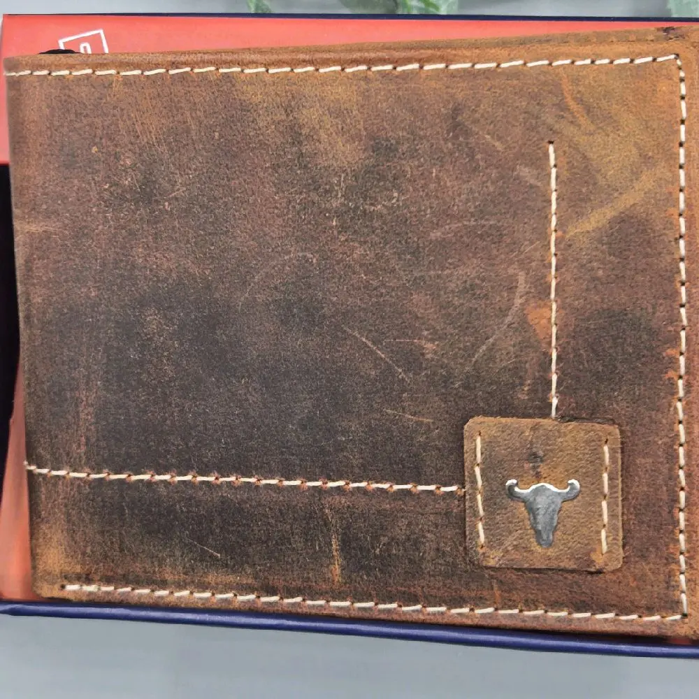 American Bison Genuine Leather RFID Blocking Bifold Men's Wallet 4.2"x3.5"