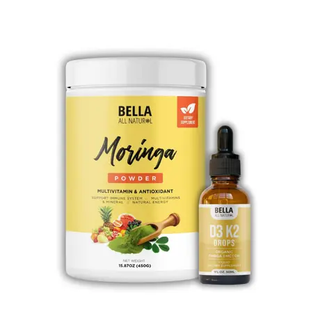 Bella All Natural D3 K2 Drops and Moringa Powder