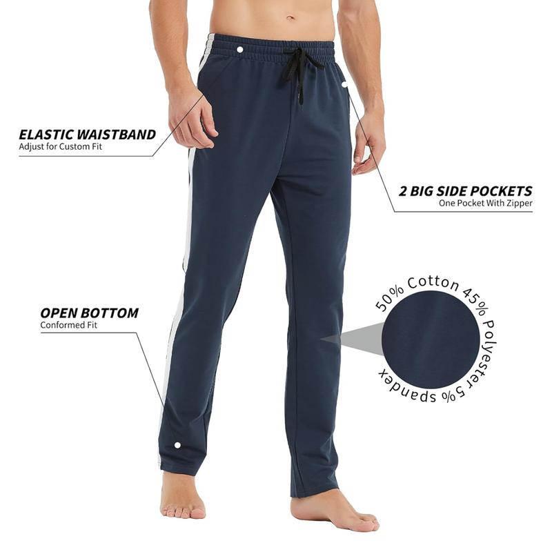 Democare 34/36/38/40 Long Inseam Men's Tall Striped Sweatpants Workout Training Lounge Joggers Pants with Pockets