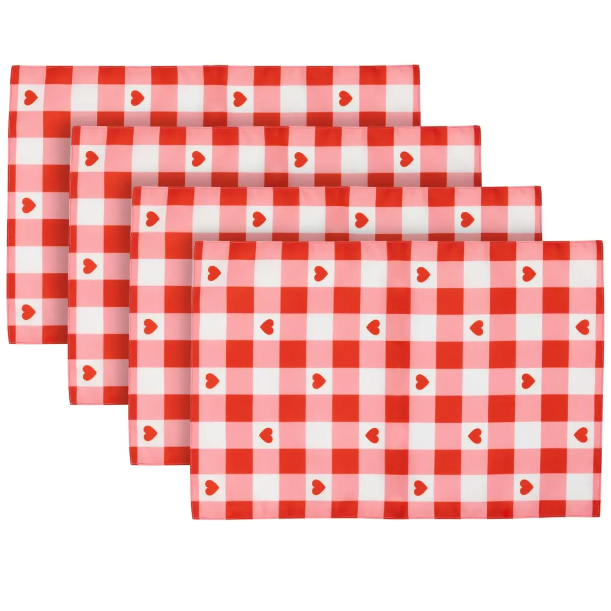 Northlight 35747363 18 in. Checkered Hearts Valentines Day Placemats - Set of 4