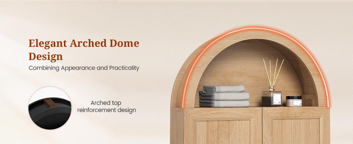 Arched Bathroom Wall Cabinet, 23.6 x 30.3'' Over The Toilet Cabinet with Grille Door, Adjustable Shelf, Wall Mounted Cabinets for Bathroom Laundry Room Kitchen (Oak, 30IN)
