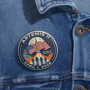 Artemis II Mission Pin, Return to the Moon 2026 Button, Retro Space Badge, Astronomy Lover Gift, Space Exploration Backpack  Pin Buttons