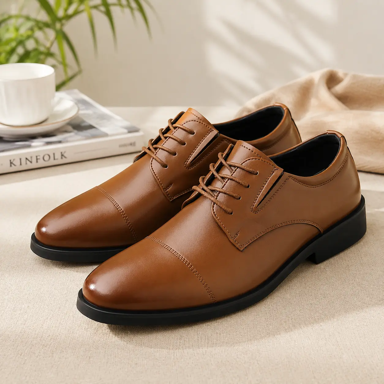 Men's dress shoes + business comfort + leather formal shoes with classic lace up design Black Dress Shoes