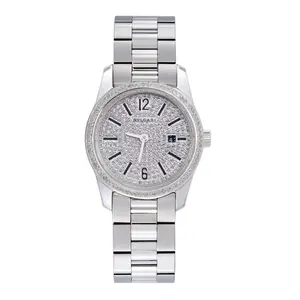 BVLGARI Ergon EG30S Quartz 30mm Stainless Steel Pave Diamond Dial Diamond Bezel Bracelet Ladies Watch WHT023957