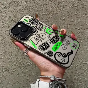 Street Trend: Graffiti and Text Patterns - Black Mobile Phone Case - Bring a Trendy and Personal Touch - Suitable for iPhone 17 16 15, 14, 13, 12, 11 Pro Max, XS, XR