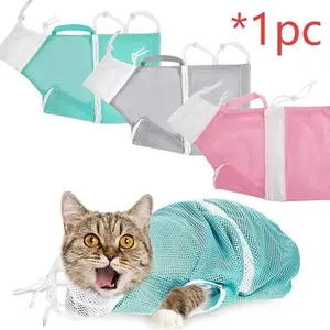 Cat Shower Mesh Bag, Beauty Bath Grooming Adjustable Washing Bag, Multifunctional Cat Restraint Accessories, Prevent Bites and Scratches Nails Trim Ears Clean Pets Keep Calm Dog Anti-Scratch Pet Supplies