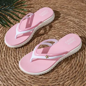 Summer women's fashionable slippers, women's sandals, flip flops, open toed, pink, beach surfing for vacation, suitable for home and outdoor wear