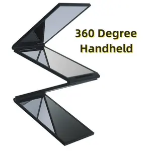 Brrnoo 4 Way Mirror, 360 Degree Handheld Desktop 4 Panel Mirror, Hair Cutting Styling, Sided Self Haircut for Home and Salon