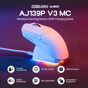 AJAZZ AJ139P V3 MC Gaming Mouse 800mAh battery PAW3311 sensor with 1000Hz Polling Rate and 24000DPI 6-speed adjustable