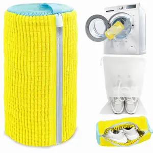 Shoe Washing Machine Bag,Laundry Shoe Bag for Washer and Dryer,Reusable Shoe Cleaning Bag for Sneakers,Tennis Shoes,With Self-locking Zipper, Microfiber Inside,Include Shoes Storage Bag 1PCS