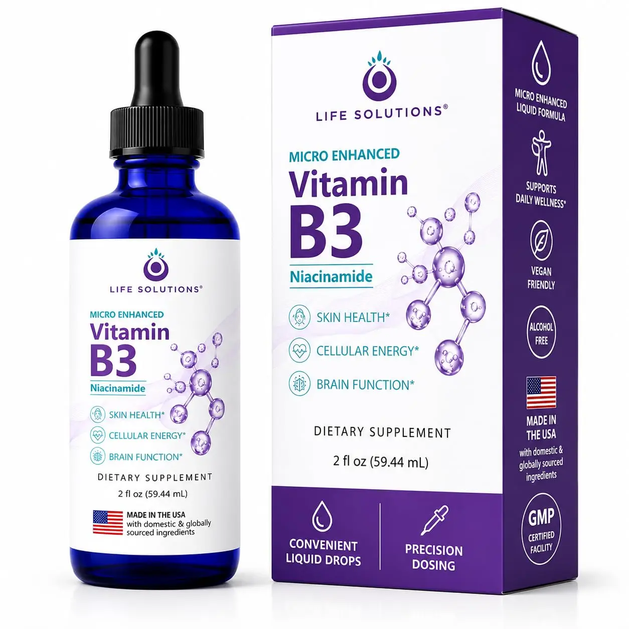 Life Solutions Liquid Vitamin B3 Niacinamide Drops, 2 oz