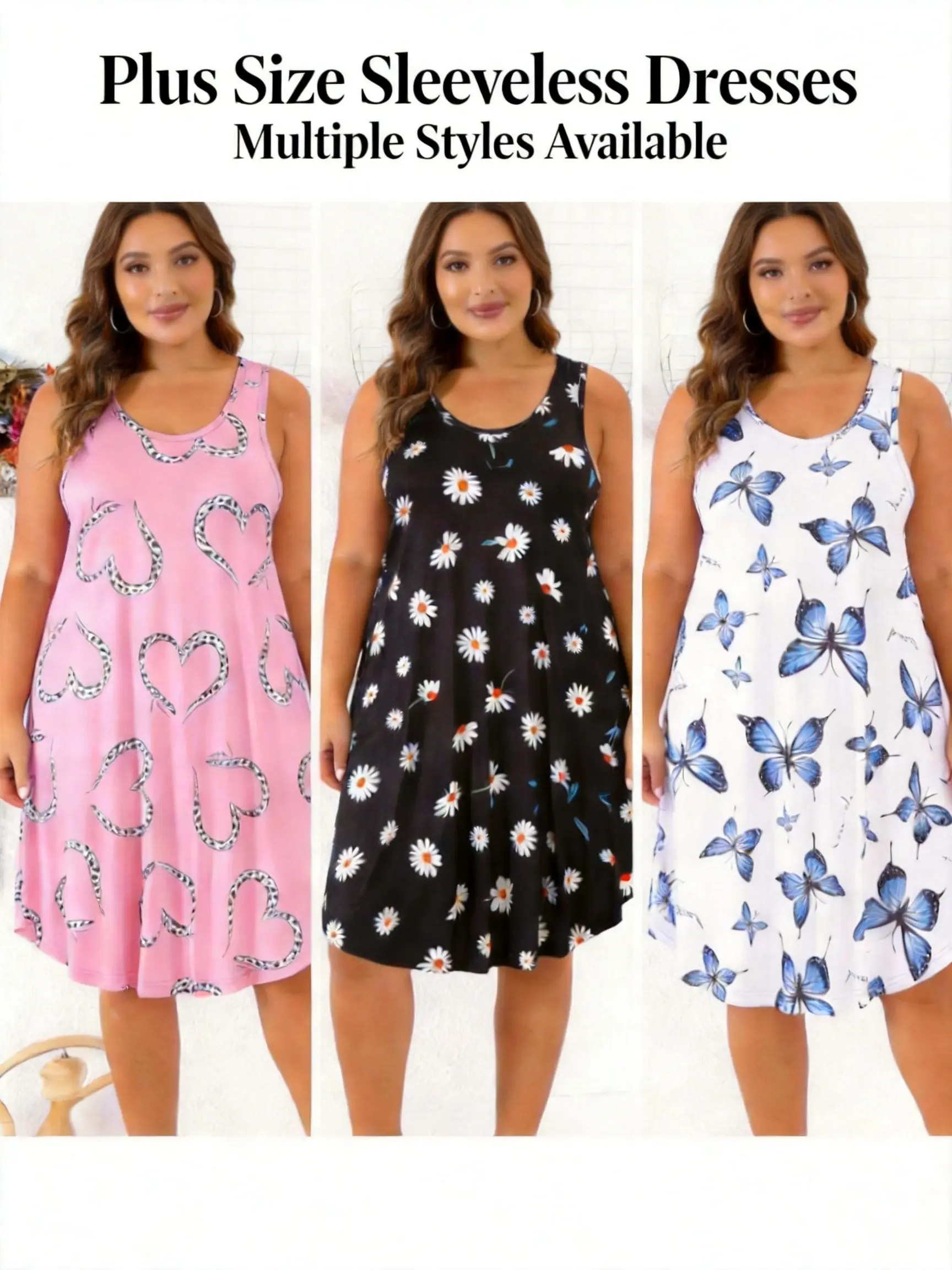 Plus Size 3Pcs Printed Pajama Set, Stretch Comfort Women Loungewear Nightgown