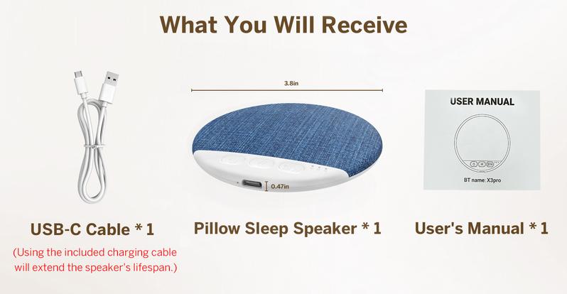 Under Pillow Sleep Speaker, Ultra-Thin Personal Sound Machine with White Noise & Bluetooth, Partner-Friendly Close-Range Audio for One Person, Timer & Memory Function, Blind-Touch Buttons, Ideal Gift for Better Nighttime Smartphone