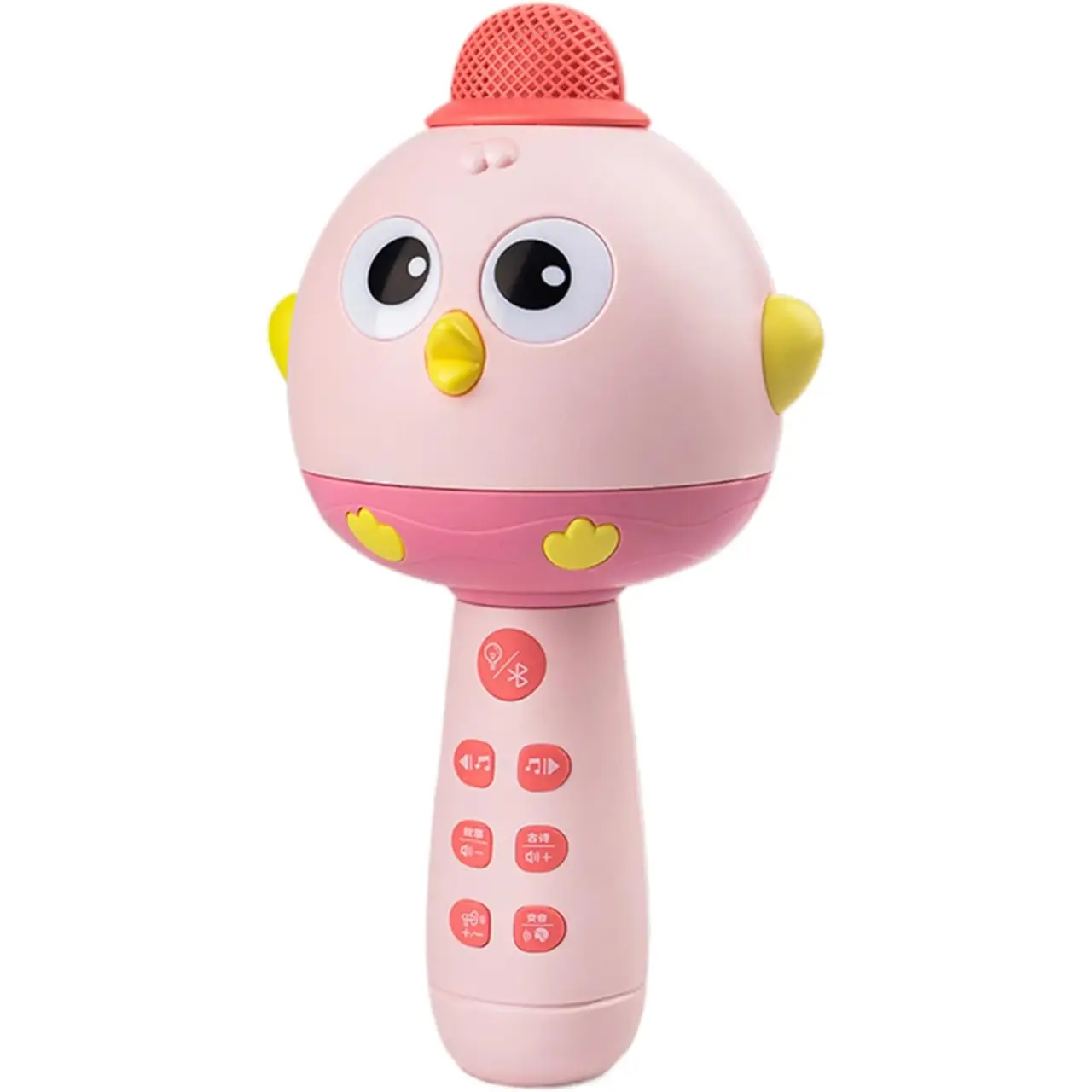 2-in-1 Rechargeable Chicken-Shaped Voice Changer Microphone with LED Lights, Voice Effects, Ergonomic Structure, Comfortable Grip, Screen-Free Kids’ Language Learning Toy, Party Item, Confidence-Boosting Gift (Includes Batteries)