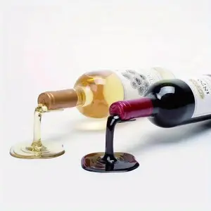 2pcs Personalized wine bottle rack: high-footed wine storage holder, suitable for home use.