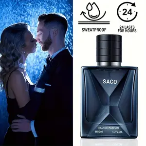 1pc SACO Eau De Parfum for Men, 1.7fl.oz - Fresh Woody Scent with Perfume Oil, Phosphorus-Free Liquid Fragrance, Alcohol-Based Cologne for Dating & Daily Use