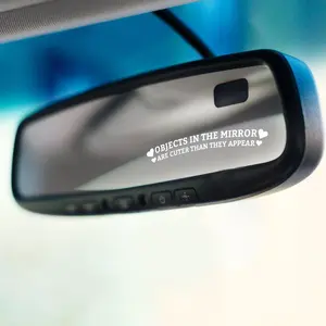 Objects In The Mirror Are Cuter Than They Appear Sticker - Cute Funny Car Mirror Gift Sticker - Car Mirror Rear Side Mirror Visor Decal - Vinyl Car Sticker Gift - 5 In Long - Made in USA - PLKISS0014