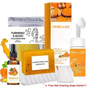 Turmeric Soap & Essential Oil Set,Including 1 Counts Turmeric Soap &1 Counts Essential Oil & 1 CountsSoap Saver, Daily Skin Care Set forMen & Women