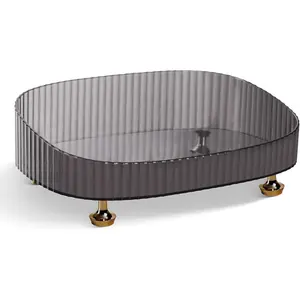 Clear Acrylic Round Perfume Makeup Decorative Vanity Tray for Bathroom Countertop Dresser Top - Black