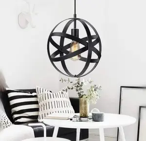 LED-mate-1-Light Black Pendant Light Fixture Farmhouse Iron Cage Metal Pendant Light Lantern Hanging Light Fixtures with Clear Glass Shade for Kitchen Island, Entryway, Dining Room, Hallway