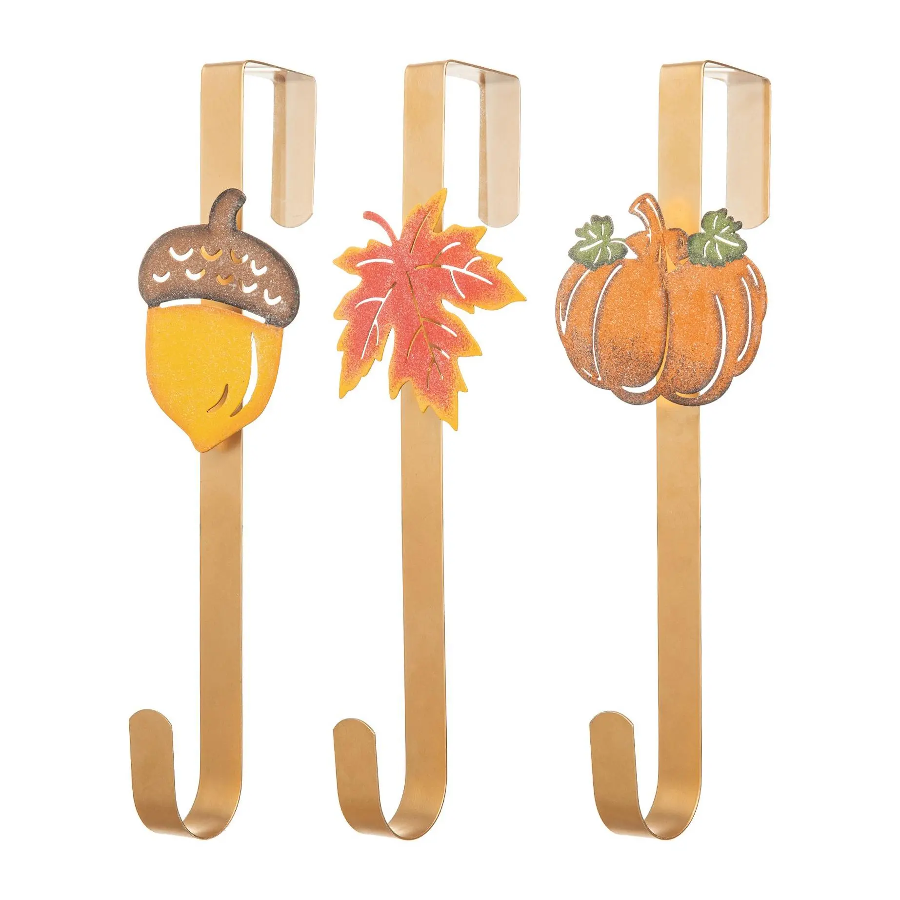 Glitzhome 14"H Fall Acorn, Leaf & Pumpkin Wreat h Hangers S/3