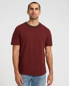 Express Classic Fit Luxe Pique Contrast Trim Crew Neck T-Shirt