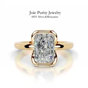 2CT Radiant Cut D Color Moissanite Women's Fashion Wedding Ring, S925 Silver, Hypoallergenic & Tarnish-Free Luxury Jewelry with Premium Gift Box, Perfect Gift for Her