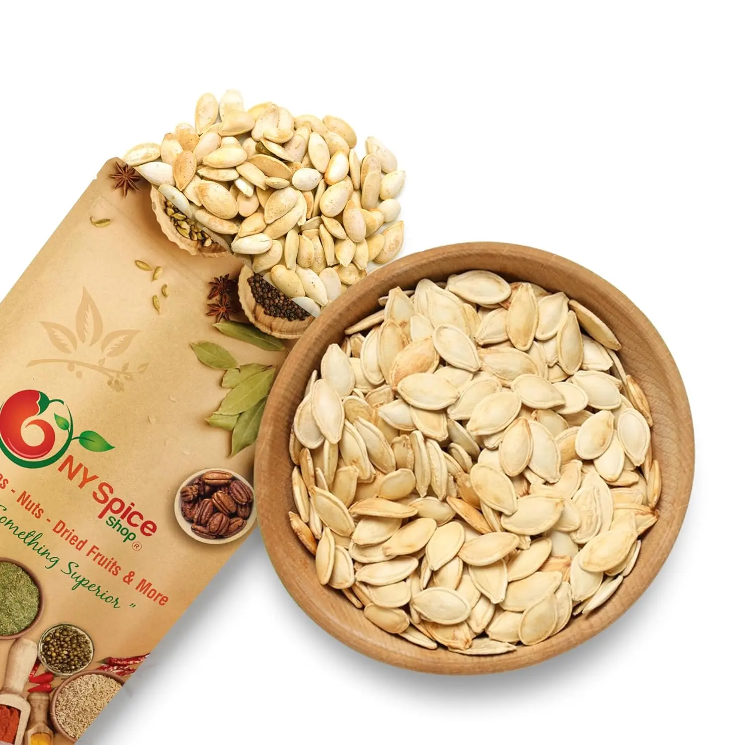 NY Spice Shop Lady Nail Pumpkin Seeds - Raw, Roasted & Salted Pumpkin Seeds - Fresh, Natural Pumpkin Seeds for Eating - Healthy Snacking Savory Flavor