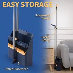 New 4-Piece Broom And Dustpan Set With Extendable Handle - Foldable Tooth Design For Easy Cleaning Of Floors In Bedrooms Kitchens Living Rooms And Outdoors