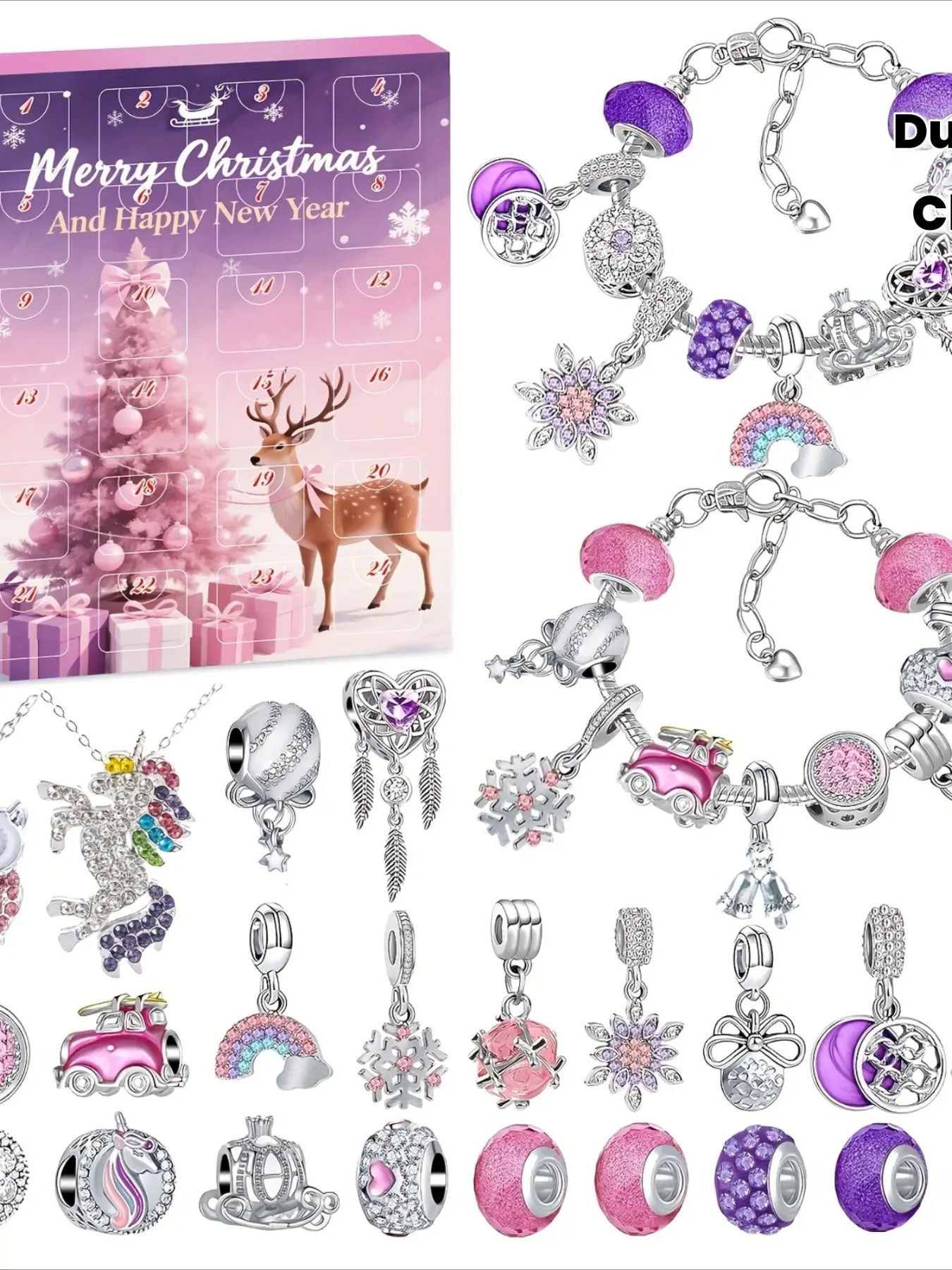 2025 Christmas Countdown Calendar Box Christmas 24 Days Advent Necklace Gift Box Suitable for Gifting and Family Gatherings
