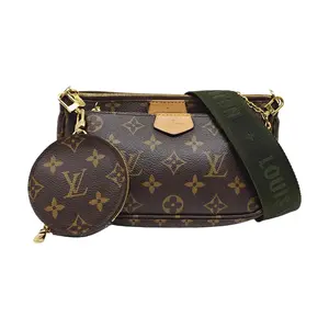 Pre-owned Louis Vuitton Canvas Crossbody Bags Multi Pochette Accessoires Crossbody Shoulder Bag Khaki Green