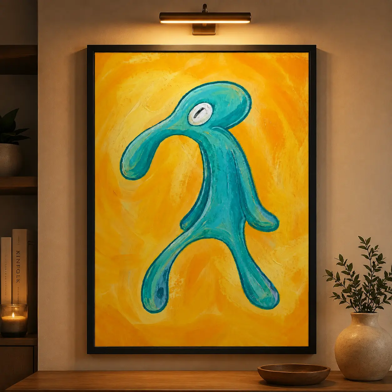 Squidward Bold-and-Brash Canvas Poster, SpongeBob Comic Hero Print with Artistic Unique Design, Home Decor for Dorm Room Inspiration