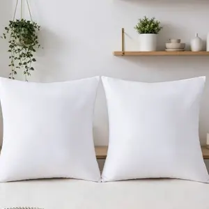 2-Pack Soft Solid Polyester Square Pillow Covers, Zipper Closure, Suitable for Sofa, Bed, Holiday Decor, No Fill Included