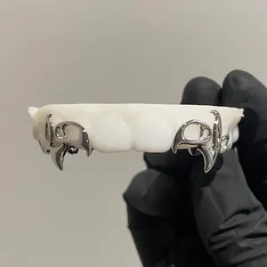 Custom Y2K Plain Teeth Grillz 925 Silver Hiphop Grillz Fang Grill