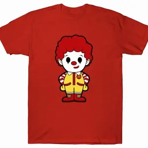 Ronald McDonald Chibi Graphic T-Shirt Regular Fit Unisex Streetwear Style, Soft Cotton Fabric, Cute Fast Food Print, Comfortable Daily Wear, Perfect Gift For Streetwear Fans