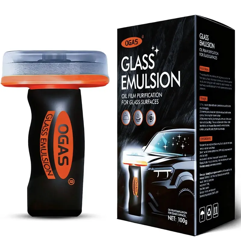 Roll-On Car Oil Film Cleaner - Auto Detailing Products for Daily Maintenance, Easy-Remove Windshield & Window Glass Cleaner, Deep Film Dissolver, Smudge Mark Remover, Improves Clearer Windshield Visibility for Night Conditions
