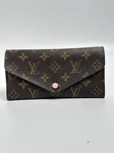 Pre-owned Louis Vuitton Canvas Long Envelope Wallet Monogram Josephine Long Wallet with Rose Ballerine Trim SH461LV
