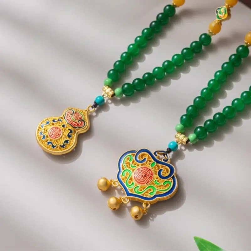 Sweater Chain, Longevity, Gathering Blessings and Ensuring Safety. Longevity Lock, Gourd, Traditional Chinese Style. Luck Enhancement. Taoist Priest Consecrated. Jewelry Necklace