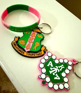 Alpha Kappa Alpha (AKA) Shield Key Chain and Bracelet Bundle v1