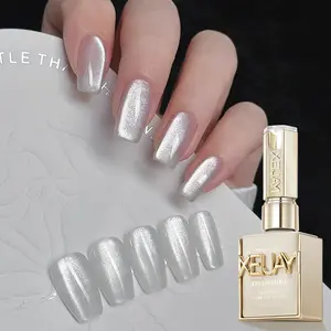 1PC 15ML Holographic White Cat Eye Gel Nail Polish Magnetic Shimmer, Long-Lasting, Formaldehyde-Free, Alcohol-Free, DIY & Salon Use, Perfect Gift for Women