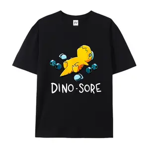 Funny Dino-Sore Workout Dinosaur Graphic Cotton T-Shirt, Casual Oversized Outfit for Men Women, Cute Fashion Tee, Perfect Valentine's Day Gift, Birthday Present for Him Her, Ideal Gift for Gym Lovers & Dino Fans