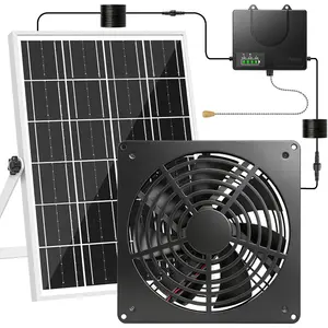Solar Exhaust Fan with Pull , 12000mAh , IP65 , 35dB Low Noise, Solar & USB-C , Wall Mount Ventilation Fan for Chicken Coop Greenhouse Pet House Shed Garage